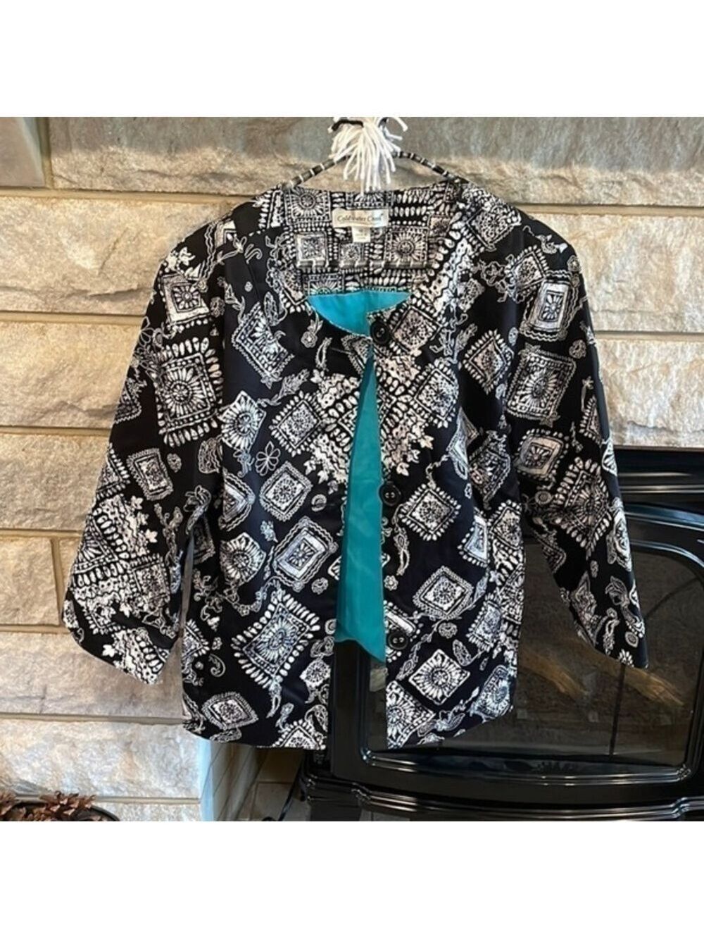 Coldwater Creek Black White Floral Blazer Size 12